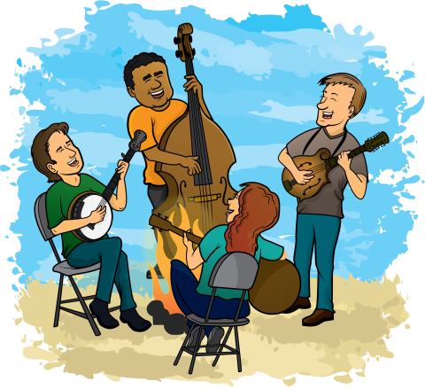 Library Jam Session Cartoon