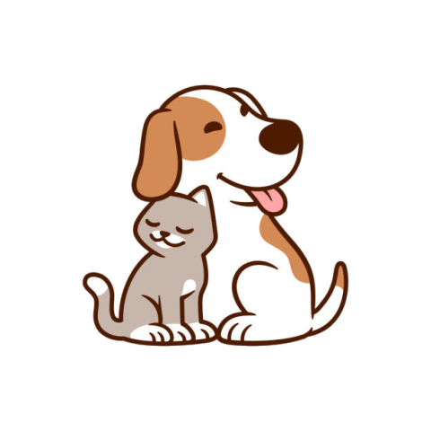 a cartoon dog and cat