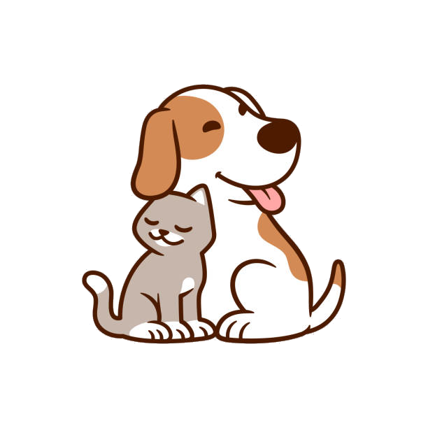 a cartoon dog and cat